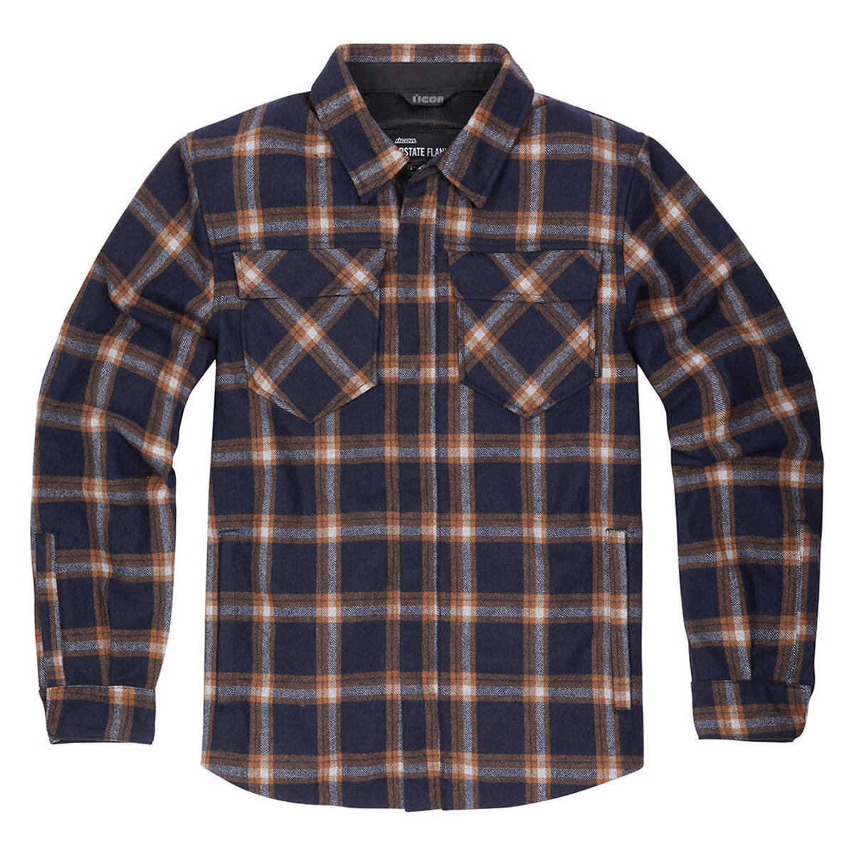 Icon Upstate Flannel Protective Riding Shirt Orange / Blue