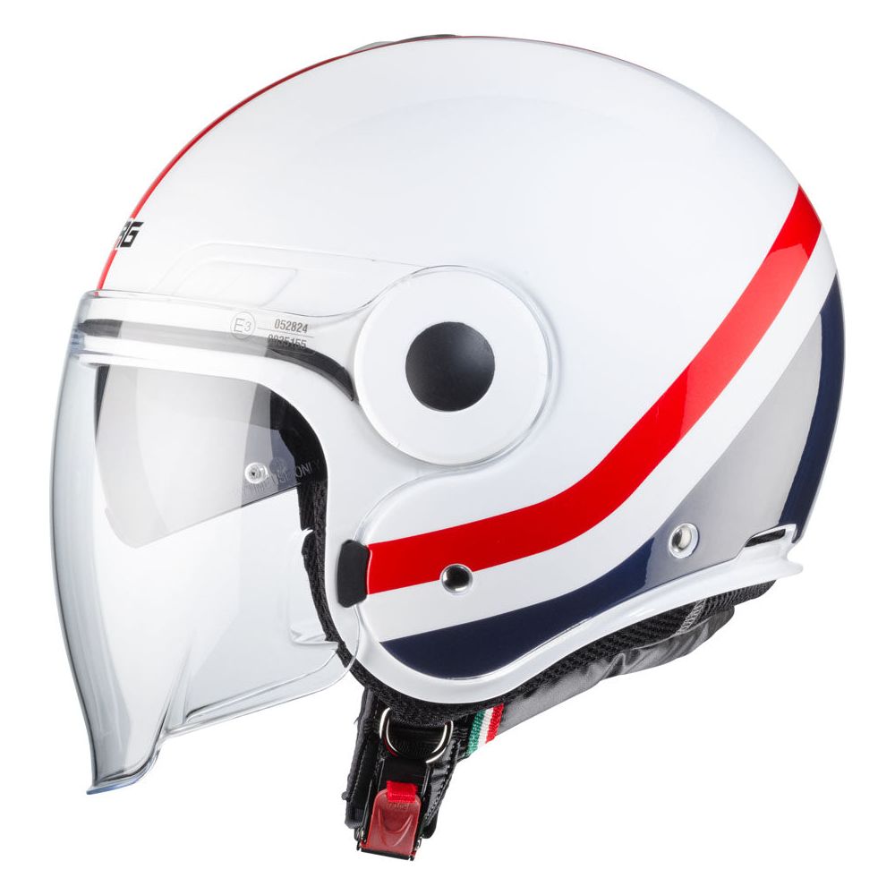 Caberg Uptown Chrono Open Face Helmet White / Red / Blue - FREE UK Shipping, FREE 365 Day Returns | Moto Central