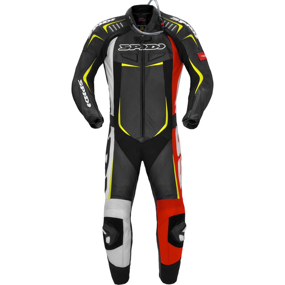 Spidi Track Wind Pro CE Leather 1 Piece Suit Black / Red / Yellow