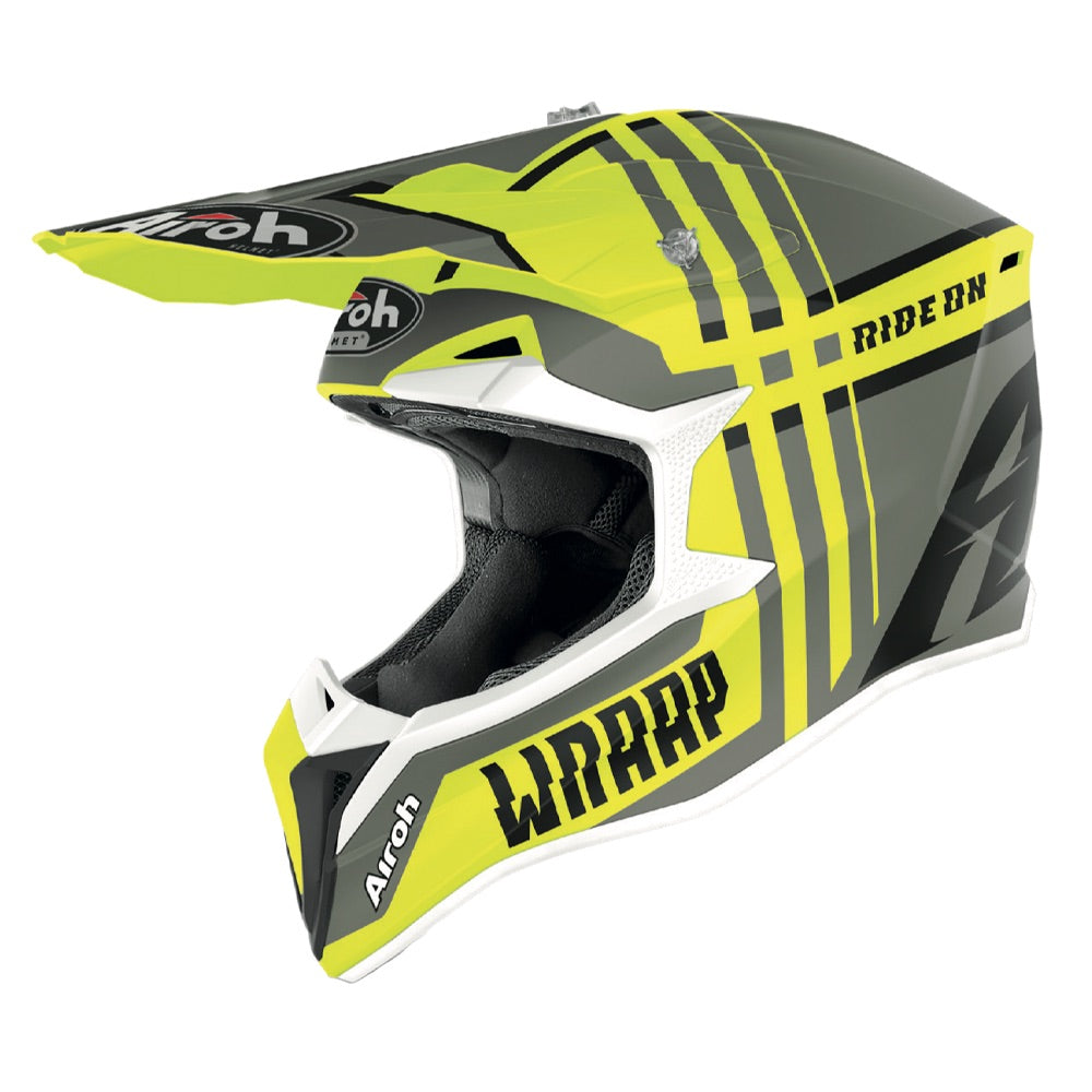 Airoh Wraap Broken Motocross Helmet Matt Yellow