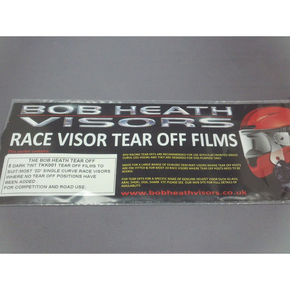 Bob Heath Tear Offs Dark Tint Arai - Pack Of 5