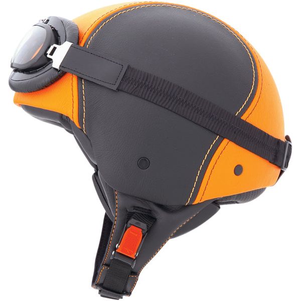 Caberg Jet Century Plain Open Face Helmet Black / Orange Leather  - FREE UK Shipping, FREE 365 Day Returns | Moto Central