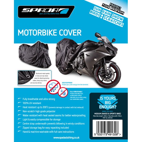 Spada Motorcycle Cover Medium Nakeds & Sports Bikes Black