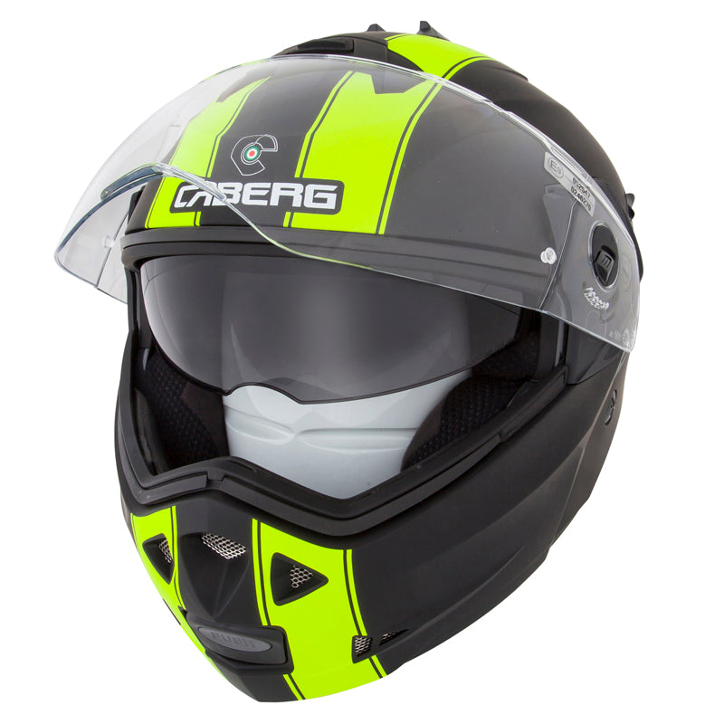 Caberg Duke 2 Legend Flip-Up Helmet Matt Black / Fluo Yellow - FREE UK Shipping, FREE 365 Day Returns | Moto Central