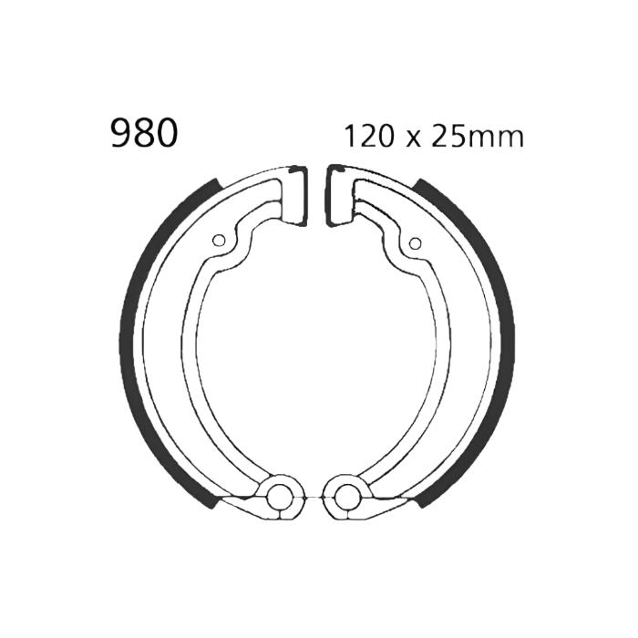 EBC 980 Motorcycle Replacement Front Left Brake Shoes - 120 x 25mm