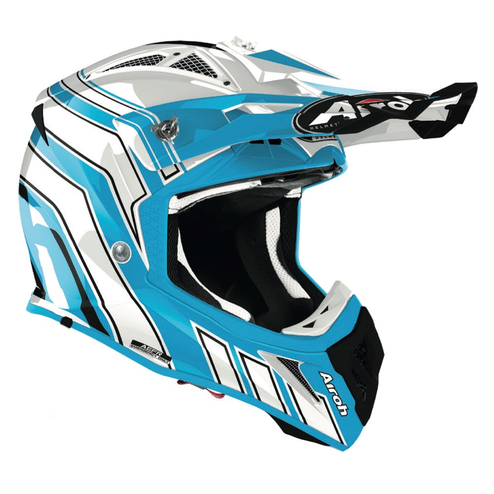 Airoh Aviator Ace Art Motocross Helmet Gloss Azure