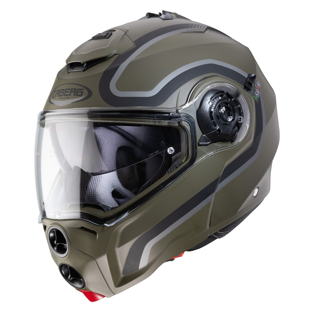 Caberg Droid Pure Flip-Up Helmet Matt Green / Black / Anthracite - FREE UK Shipping, FREE 365 Day Returns | Moto Central