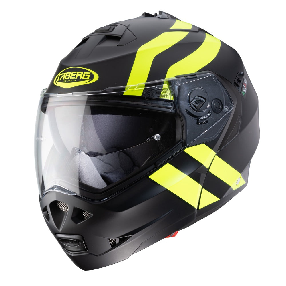 Caberg Duke 2 Super Legend Flip-Up Helmet Matt Black / Yellow - FREE UK Shipping, FREE 365 Day Returns | Moto Central