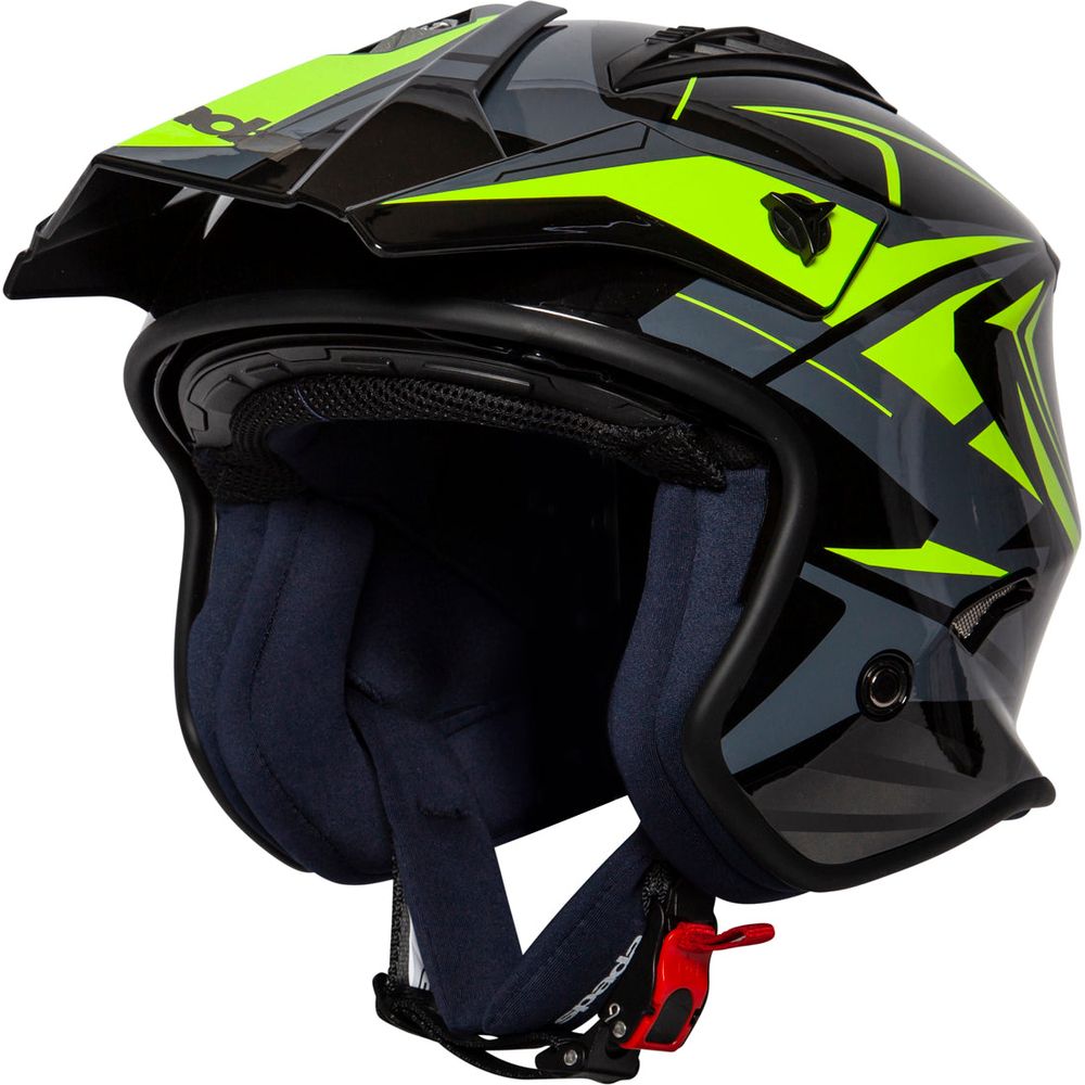 Spada Rock Stream Open Face Helmet Black / Fluo Yellow / Grey