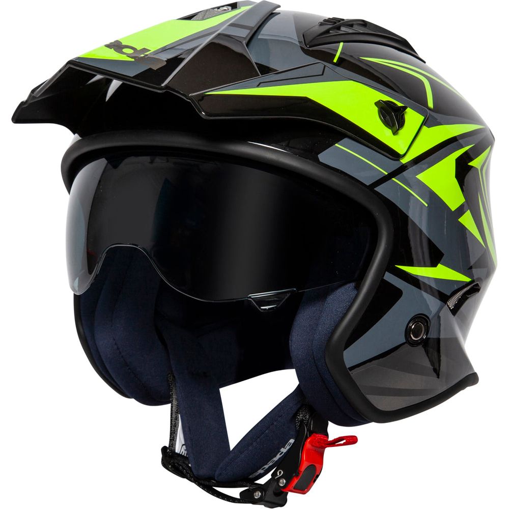 Spada Rock Stream Open Face Helmet Black / Fluo Yellow / Grey