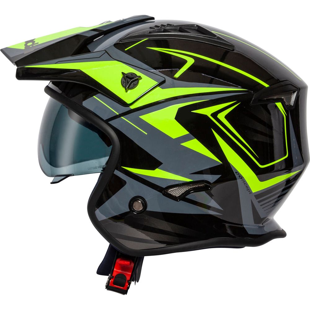 Spada Rock Stream Open Face Helmet Black / Fluo Yellow / Grey