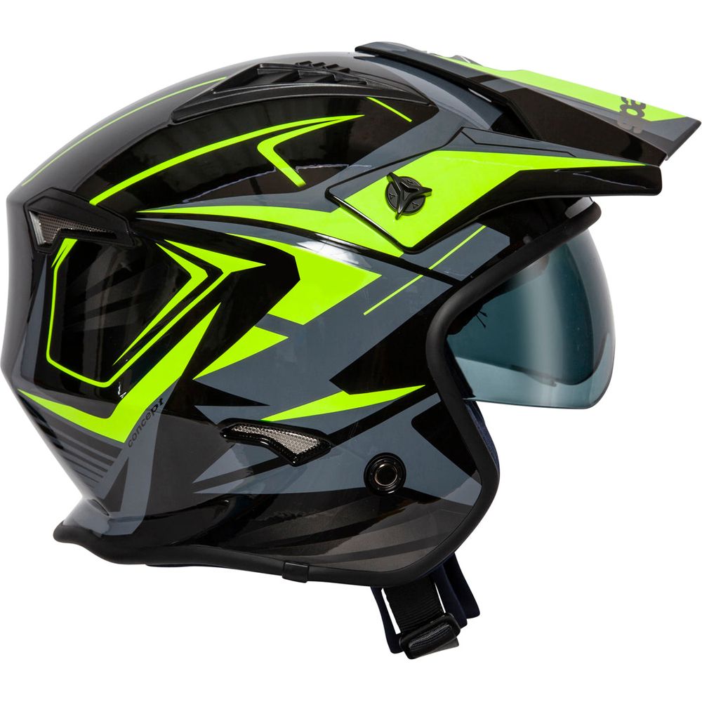 Spada Rock Stream Open Face Helmet Black / Fluo Yellow / Grey