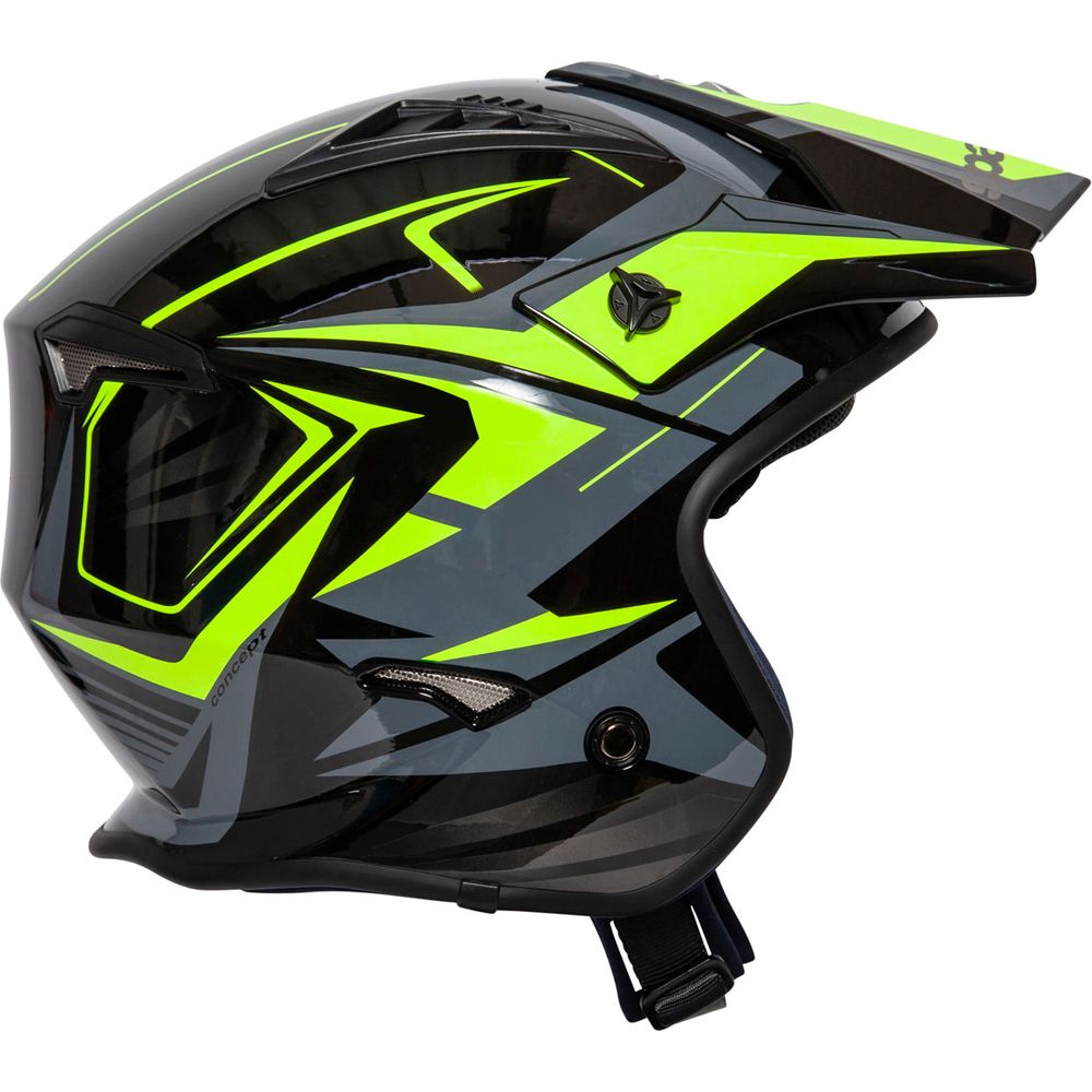 Spada Rock Stream Open Face Helmet Black / Fluo Yellow / Grey