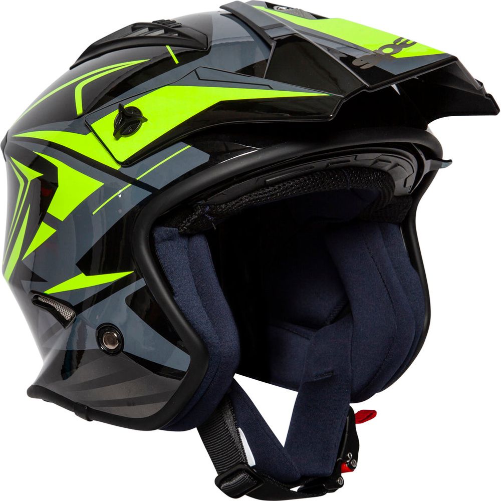 Spada Rock Stream Open Face Helmet Black / Fluo Yellow / Grey