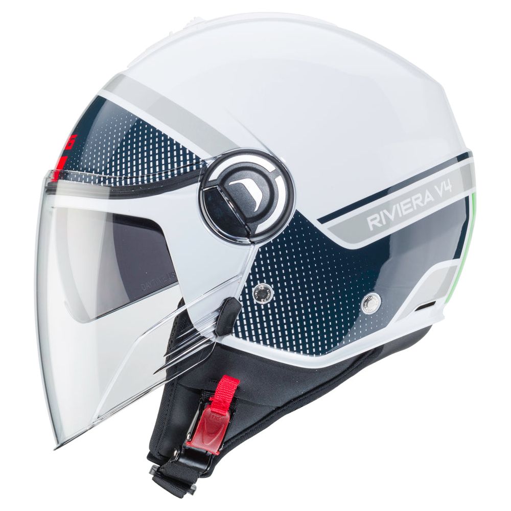 Caberg Riviera V4 Elite Open Face Helmet Italia White - FREE UK Shipping, FREE 365 Day Returns | Moto Central