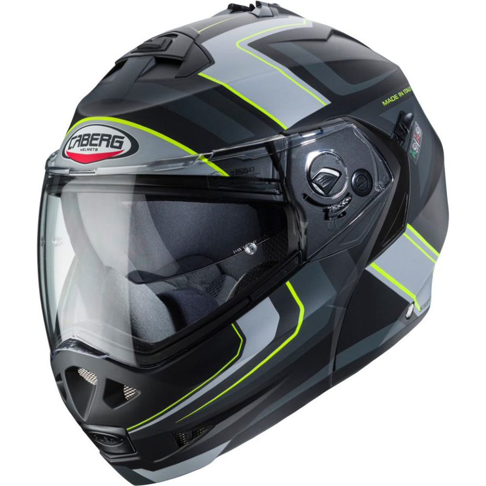 Caberg Duke 2 Tour Flip-Up Helmet Matt Black / Fluo Yellow / Anthracite / Silver - FREE UK Shipping, FREE 365 Day Returns | Moto Central