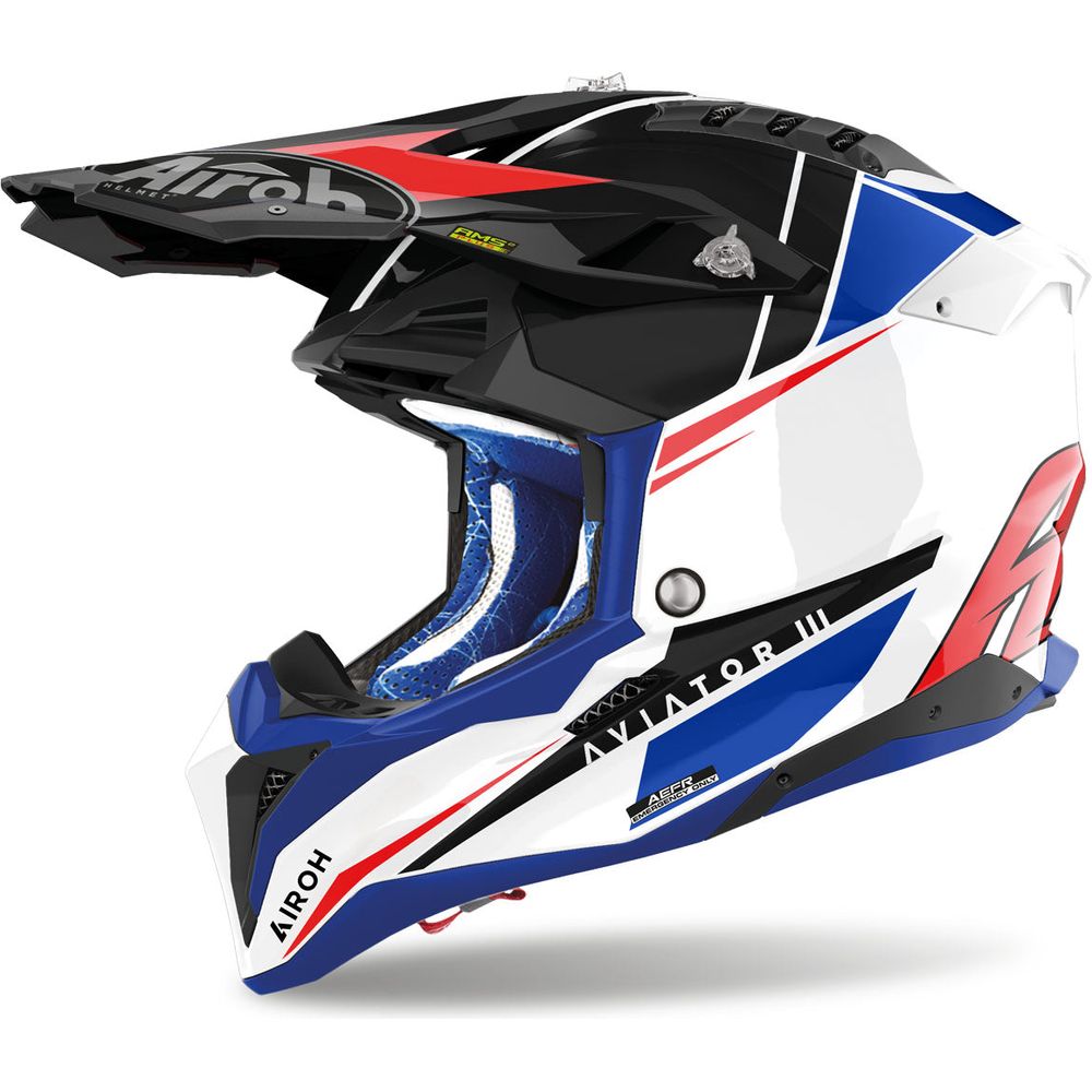 Airoh Aviator 3 Push 22.06 Motocross Helmet Gloss Blue / Red