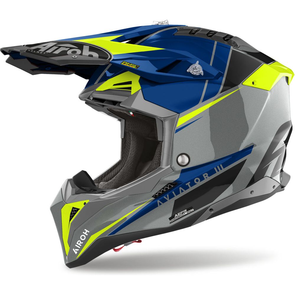 Airoh Aviator 3 Push 22.06 Motocross Helmet Gloss Blue