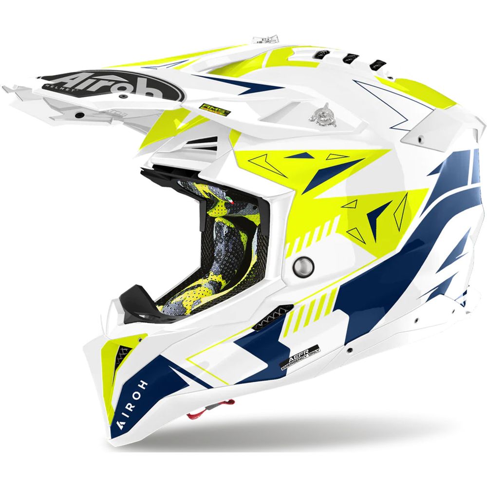 Airoh Aviator 3 Spin 22.06 Motocross Helmet Gloss Yellow / Blue