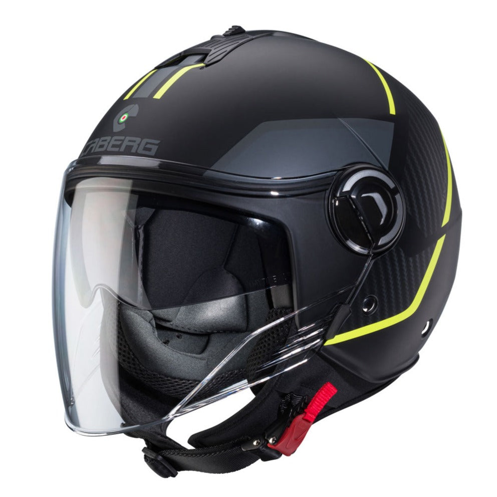 Caberg Riviera V4X Geo Open Face Helmet Matt Black / Yellow / Anthracite