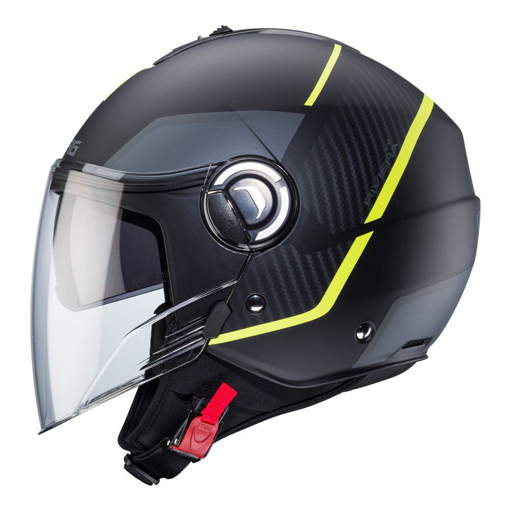 Caberg Riviera V4X Geo Open Face Helmet Matt Black / Yellow / Anthracite  - FREE UK Shipping, FREE 365 Day Returns | Moto Central