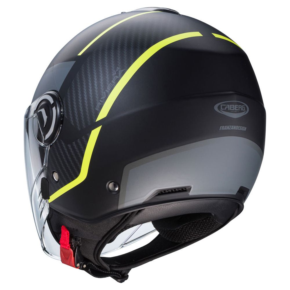 Caberg Riviera V4X Geo Open Face Helmet Matt Black / Yellow / Anthracite  - FREE UK Shipping, FREE 365 Day Returns | Moto Central