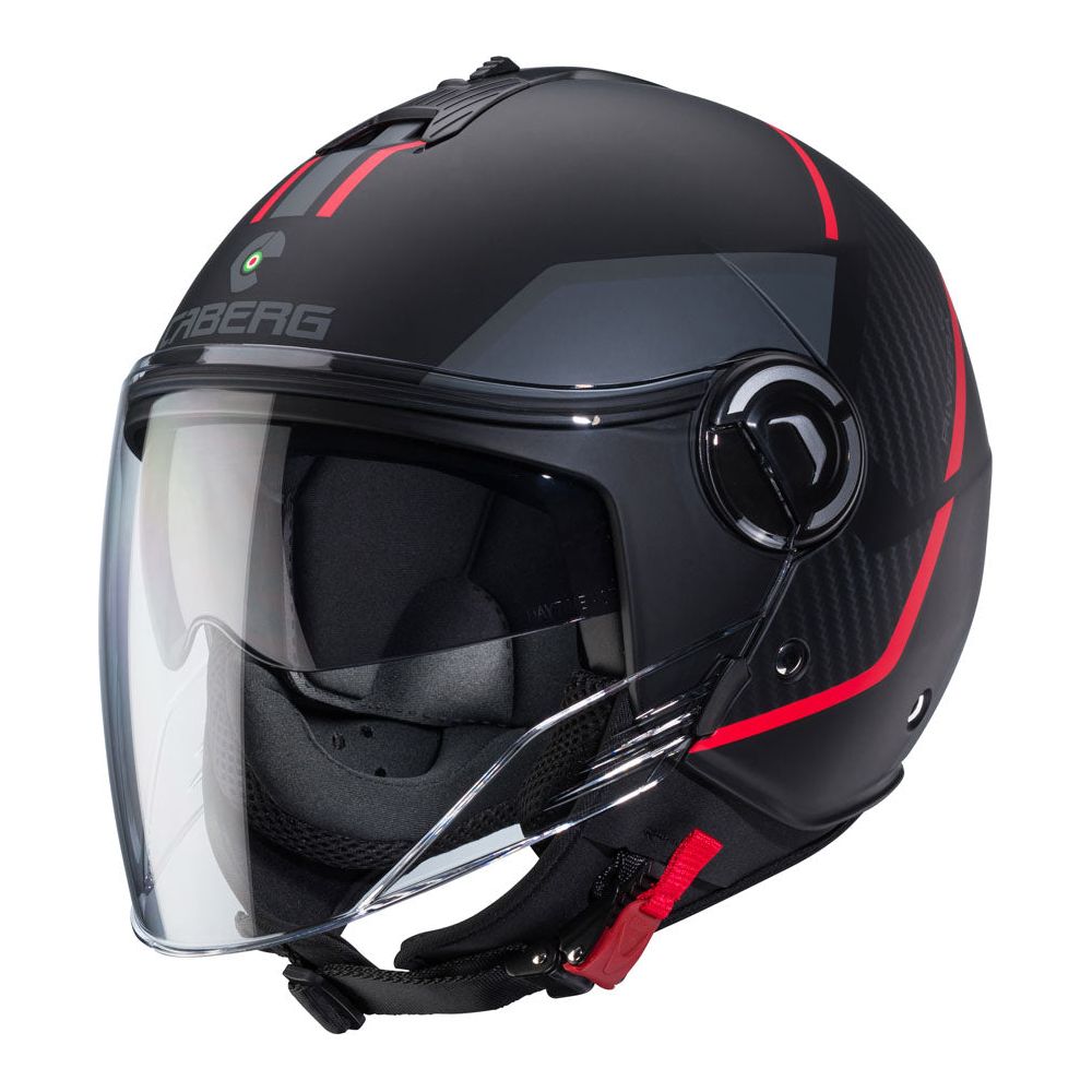 Caberg Riviera V4X Geo Open Face Helmet Matt Black / Red / Anthracite