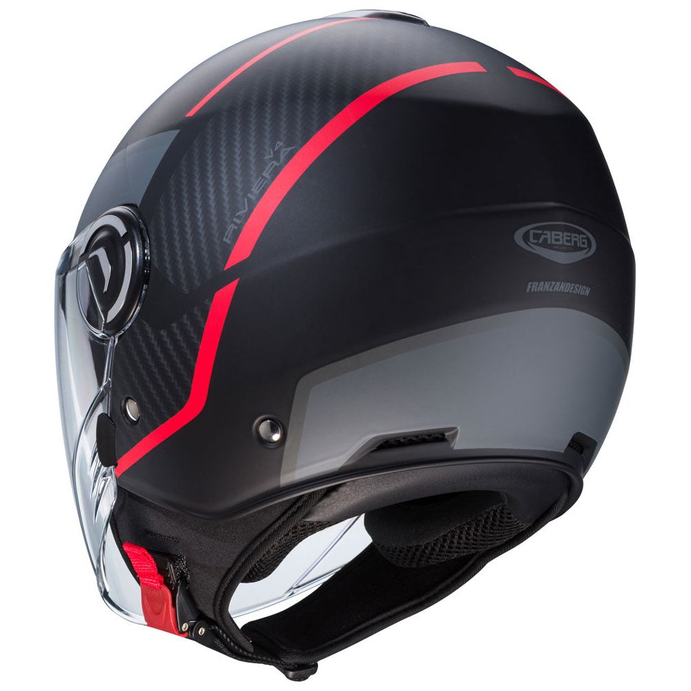 Caberg Riviera V4X Geo Open Face Helmet Matt Black / Red / Anthracite