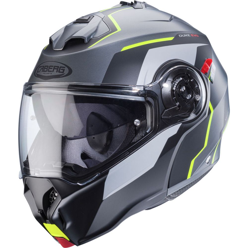 Caberg Duke Evo Move Flip-Up Helmet Matt Gun Metal / Black / Yellow