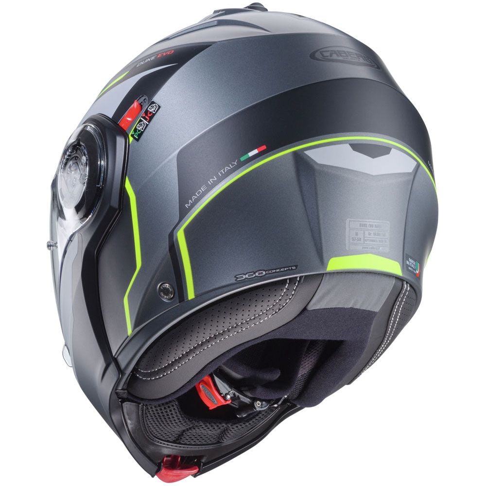 Caberg Duke Evo Move Flip-Up Helmet Matt Gun Metal / Black / Yellow  - FREE UK Shipping, FREE 365 Day Returns | Moto Central