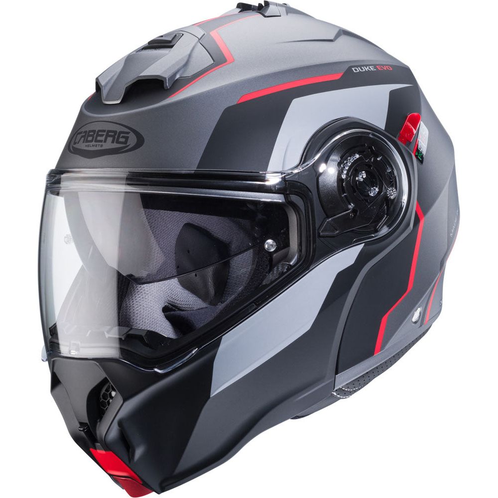 Caberg Duke Evo Move Flip-Up Helmet Matt Gun Metal / Black / Red