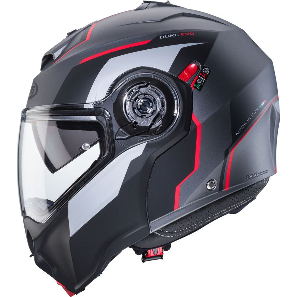 Caberg Duke Evo Move Flip-Up Helmet Matt Gun Metal / Black / Red - FREE UK Shipping, FREE 365 Day Returns | Moto Central