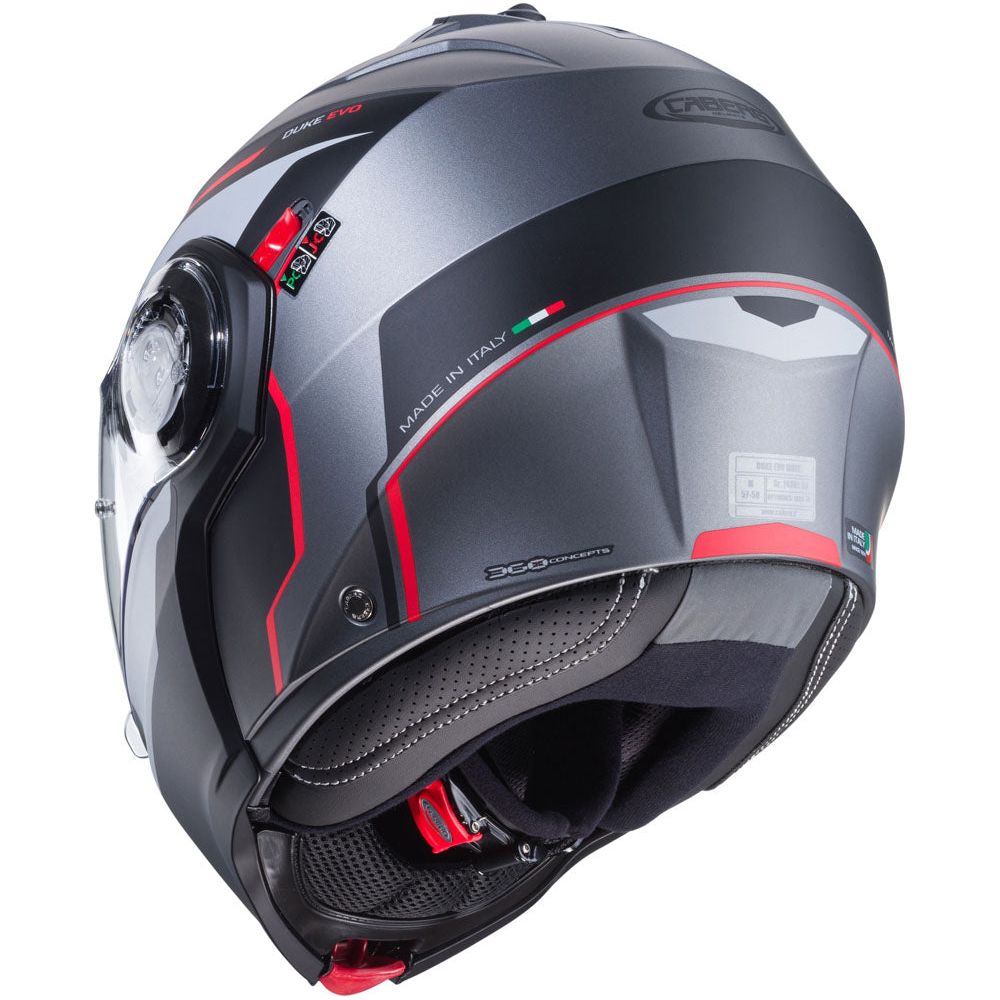 Caberg Duke Evo Move Flip-Up Helmet Matt Gun Metal / Black / Red - FREE UK Shipping, FREE 365 Day Returns | Moto Central