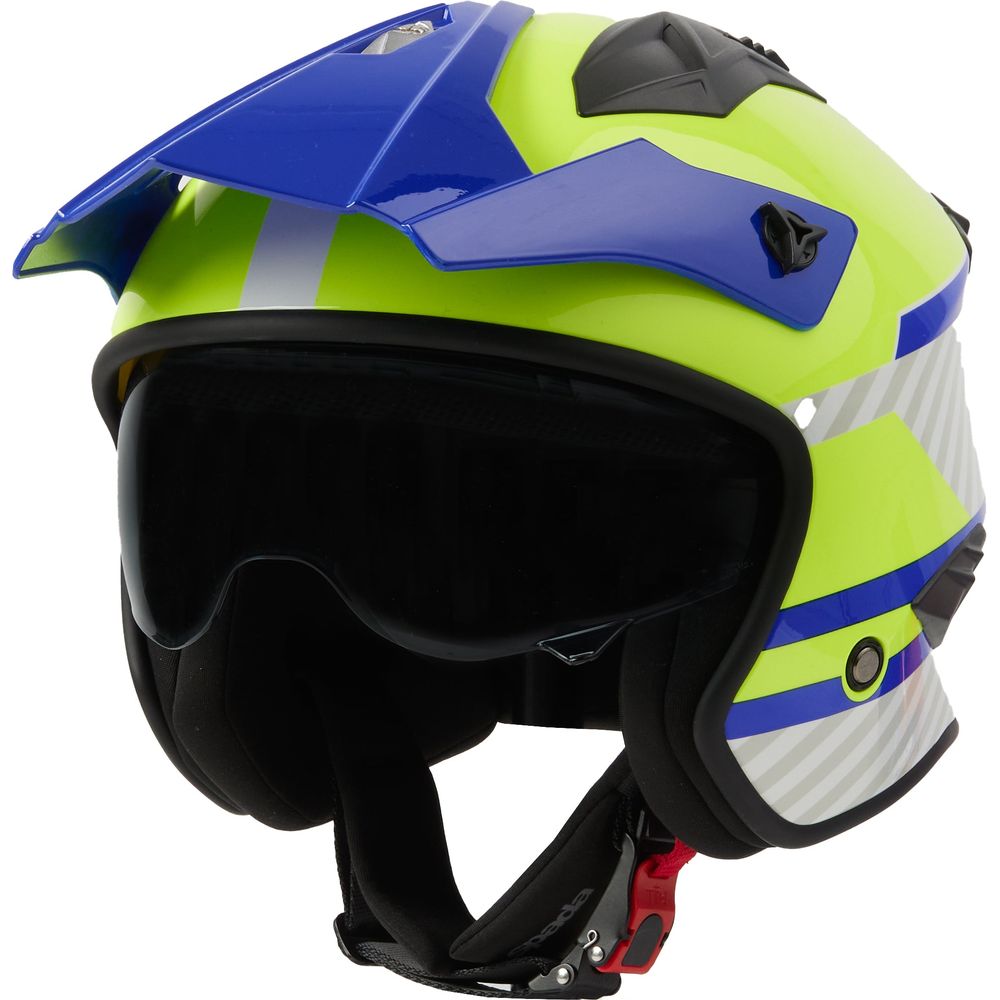 Spada Rock 06 Pilot Open Face Helmet Blue / White / Fluo Yellow