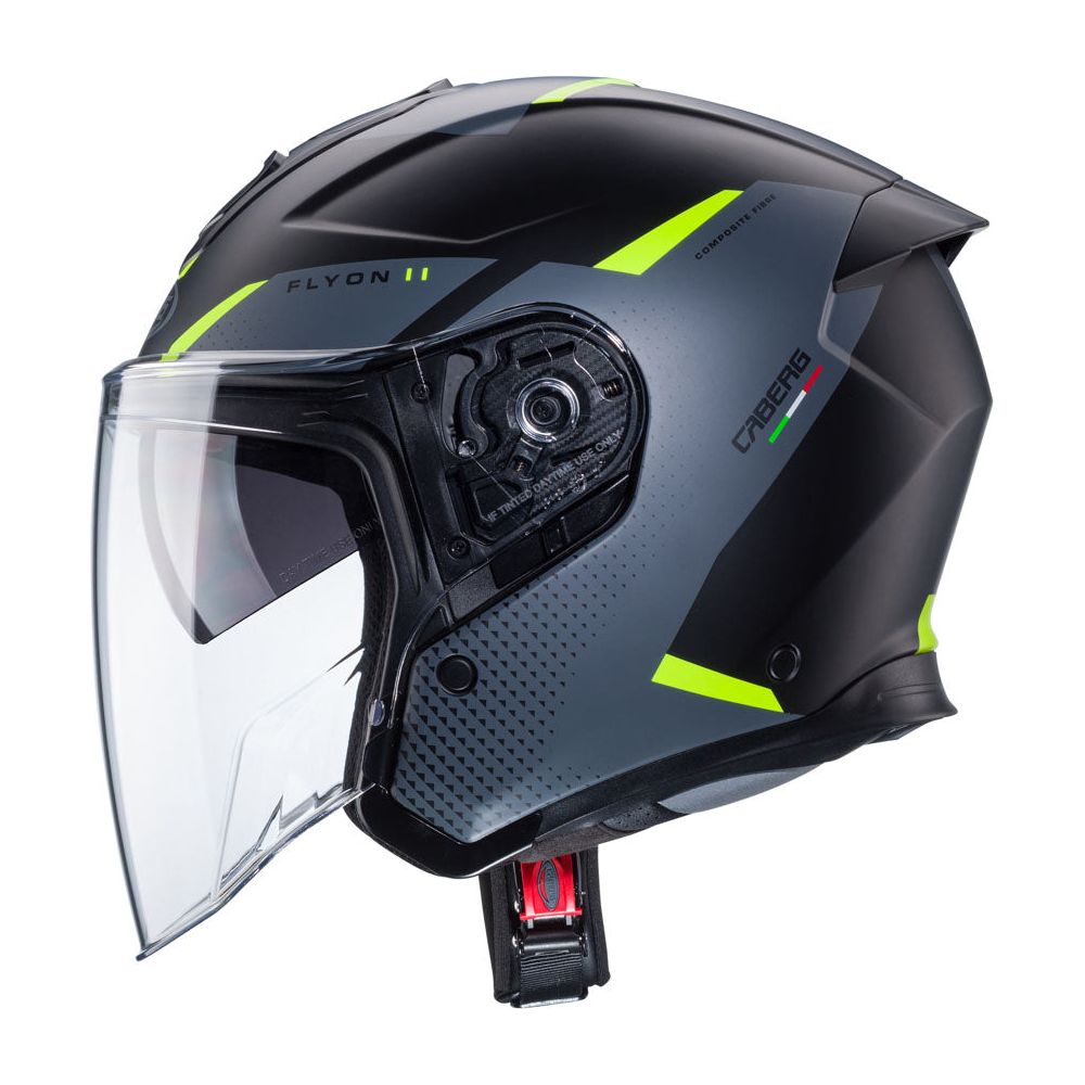 Caberg Flyon 2 Boss Open Face Helmet Matt Black / Grey / Fluo Yellow