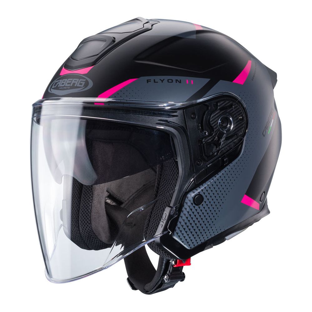 Caberg Flyon 2 Boss Open Face Helmet Matt Black / Grey / Fuchsia