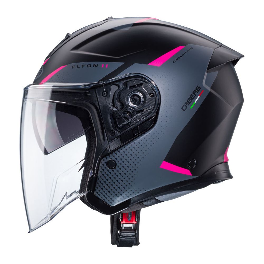 Caberg Flyon 2 Boss Open Face Helmet Matt Black / Grey / Fuchsia