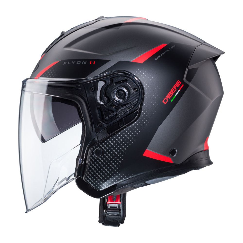 Caberg Flyon 2 Boss Open Face Helmet Matt Grey / Red / Black  - FREE UK Shipping, FREE 365 Day Returns | Moto Central