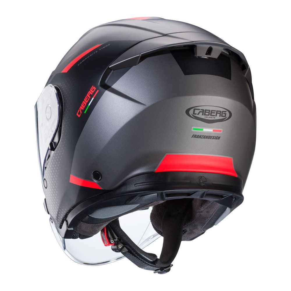 Caberg Flyon 2 Boss Open Face Helmet Matt Grey / Red / Black  - FREE UK Shipping, FREE 365 Day Returns | Moto Central