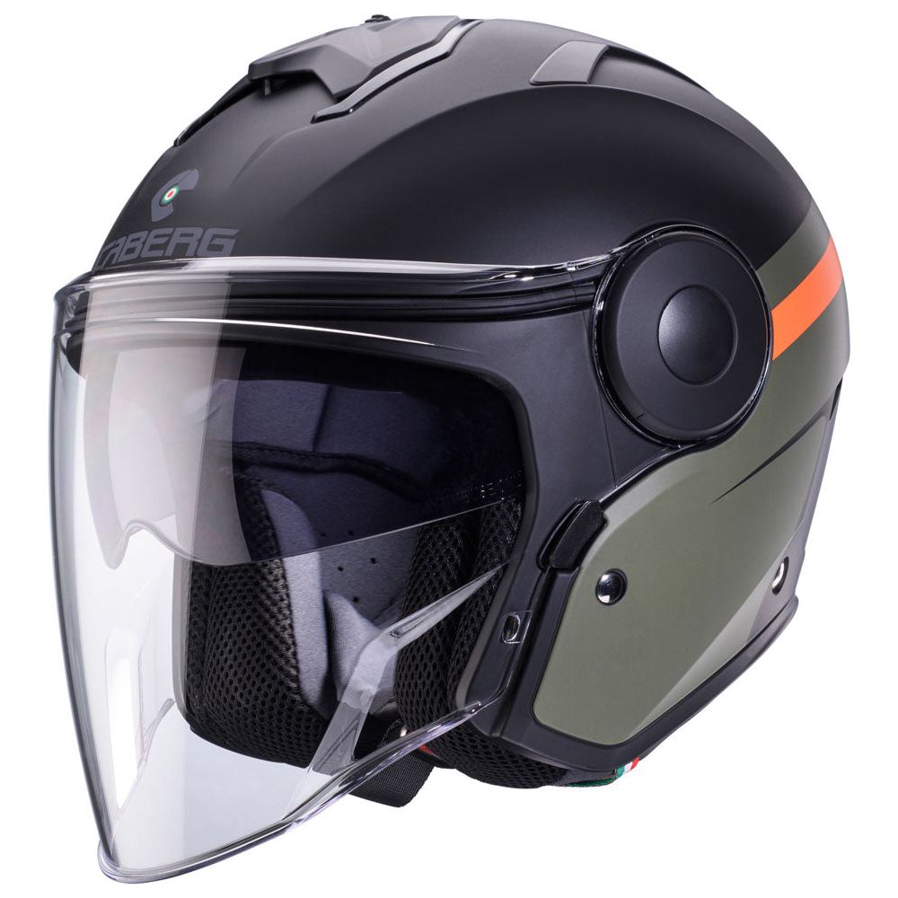 Caberg Soho Open Face Helmet Zephir Matt Black / Military Green / Orange