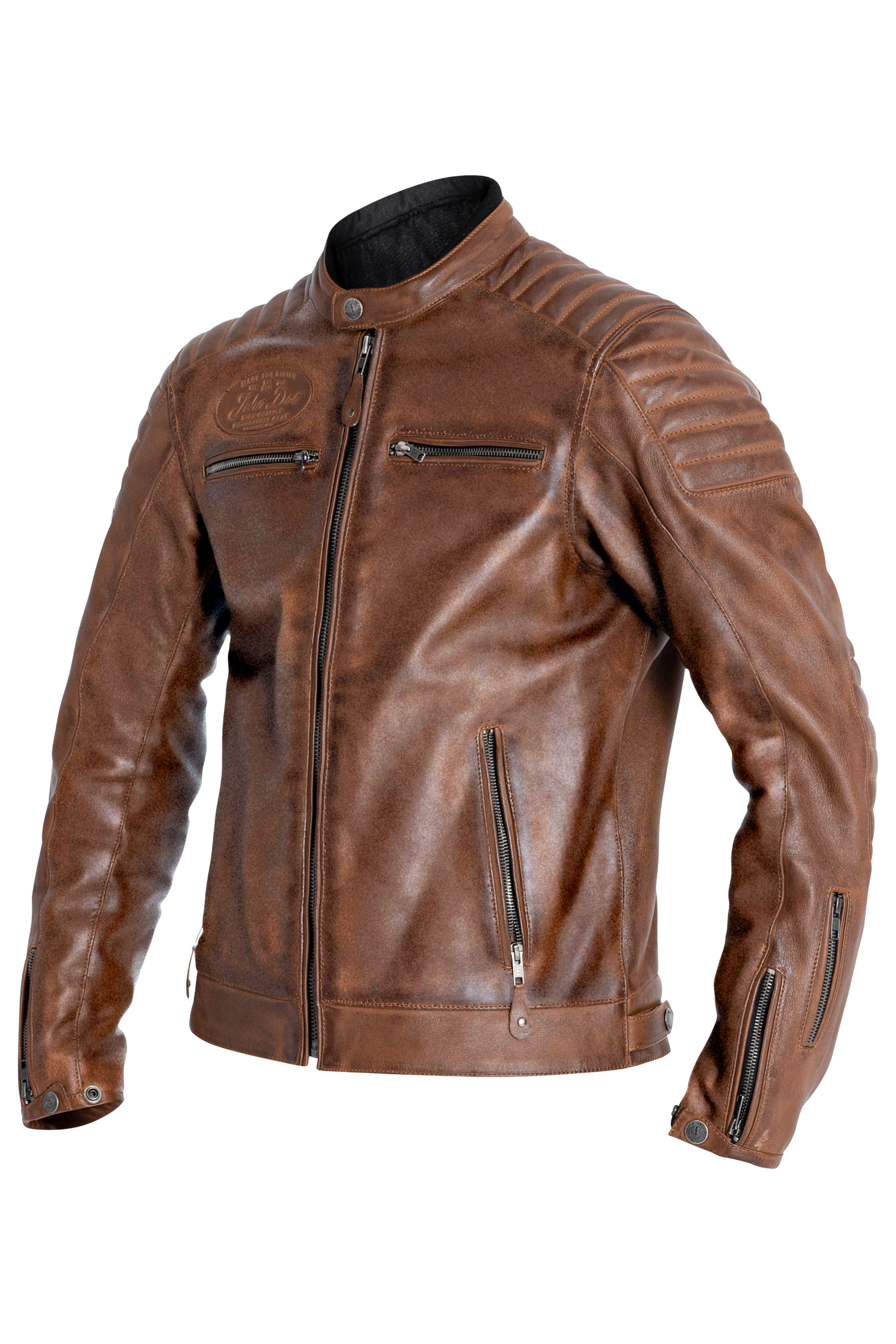 John Doe Dexter Leather Jacket Brown - FREE UK Shipping, FREE 365 Day Returns | Moto Central