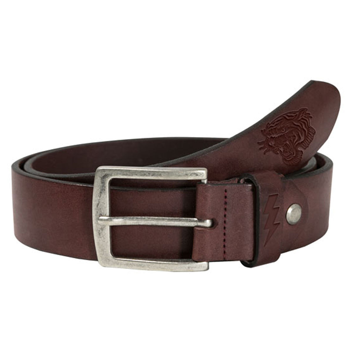 John Doe Leather Belt Logo Brown