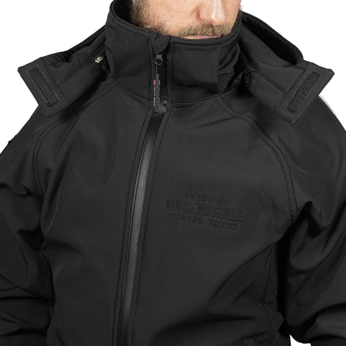 John Doe Softshell 2 In 1 Hooded Textile Jacket With XTM Fiber Black  - FREE UK Shipping, FREE 365 Day Returns | Moto Central