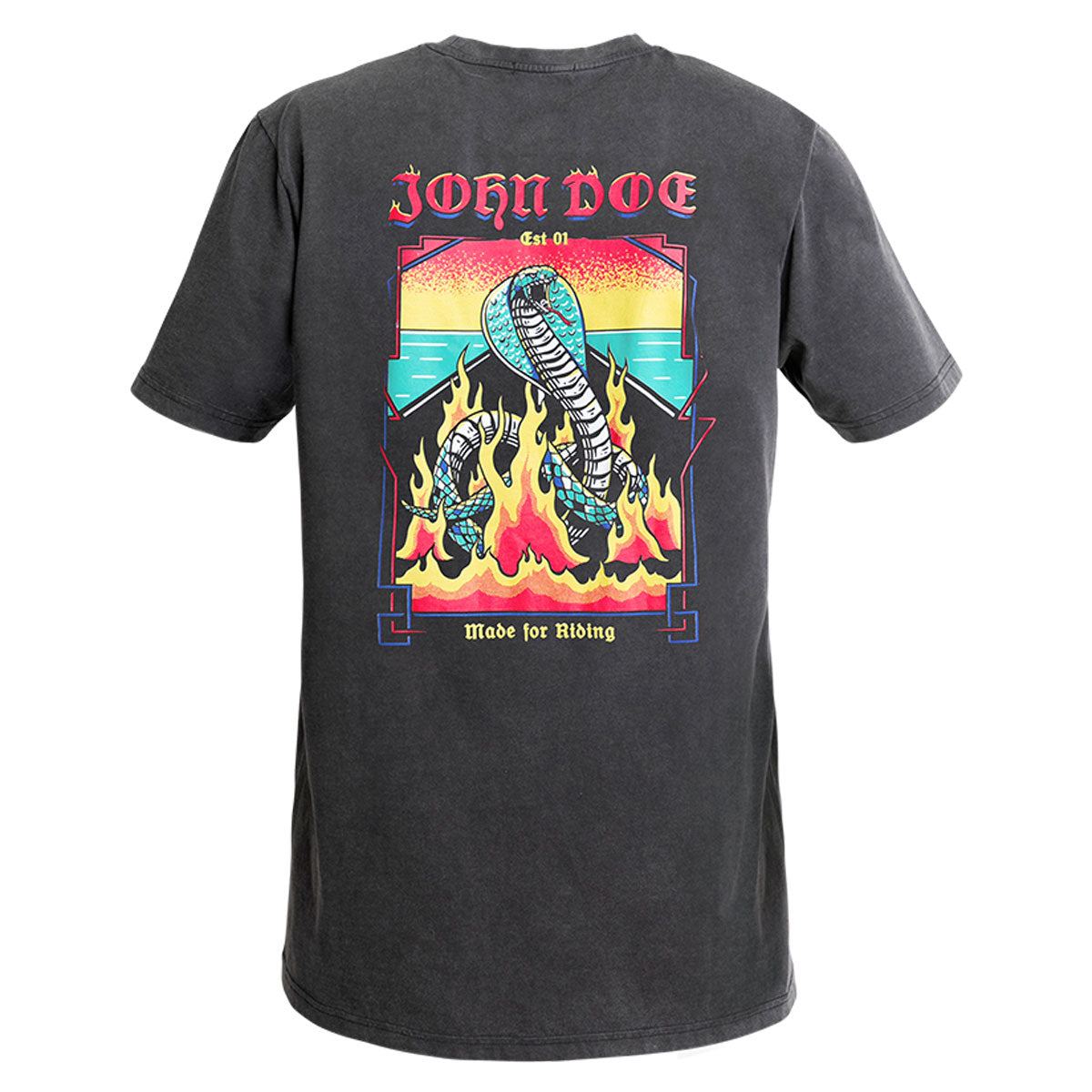 John Doe Snake On Fire T-Shirt Fade Out Black