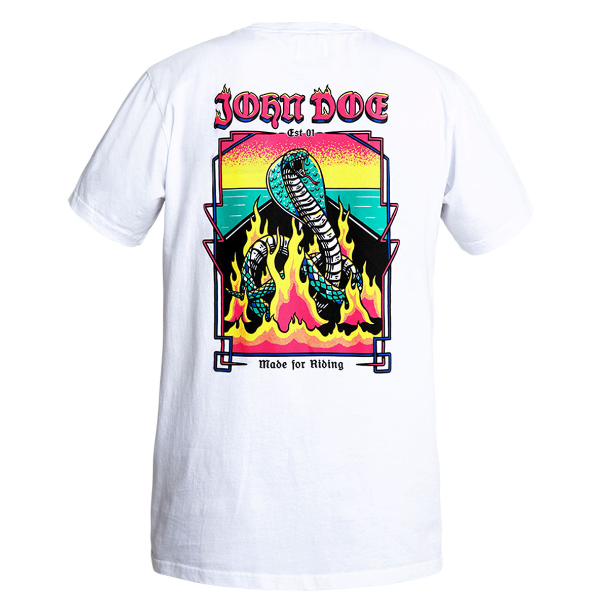 John Doe Snake On Fire T-Shirt White - FREE UK Shipping, FREE 365 Day Returns | Moto Central