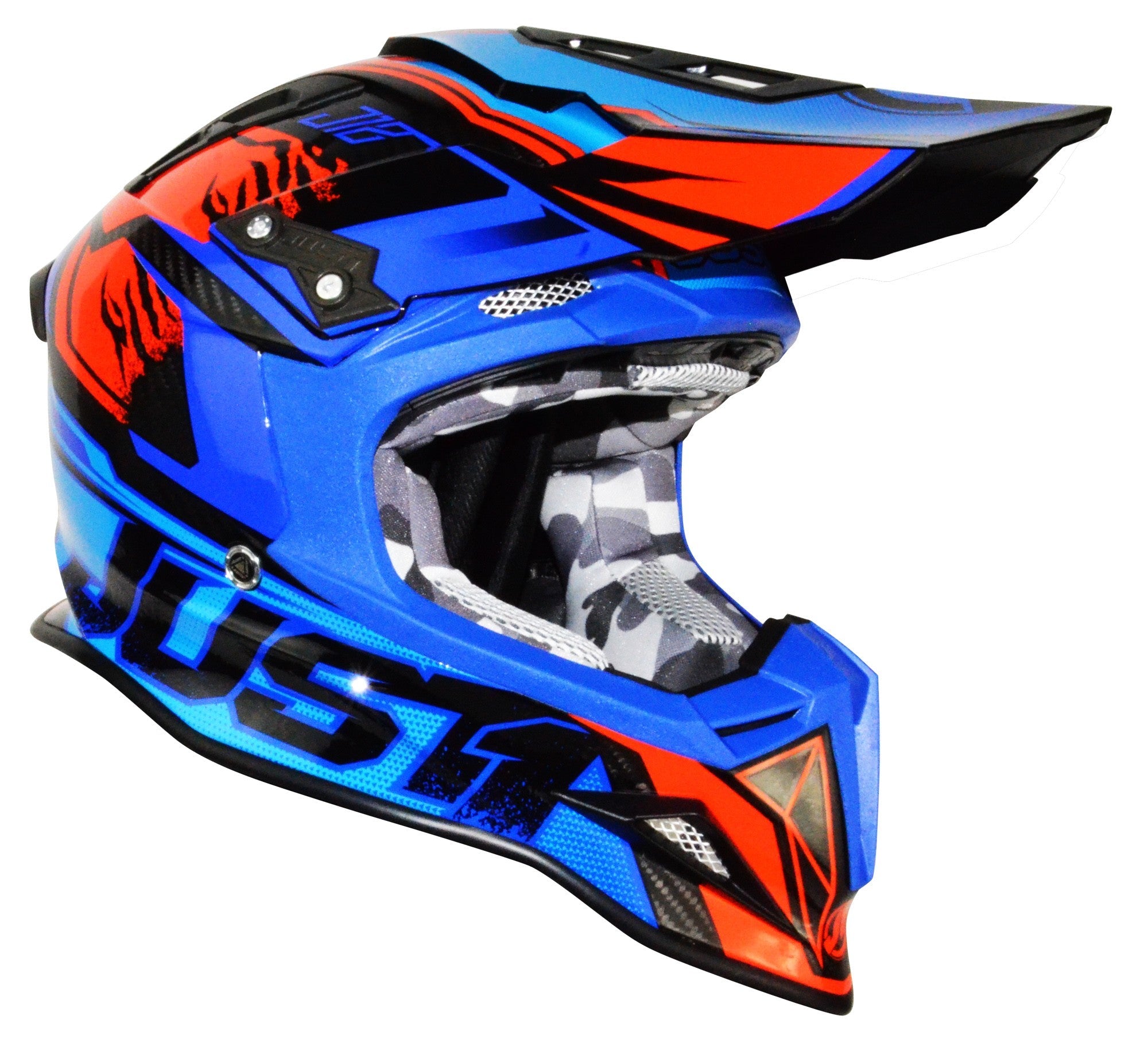 Just1 Carbon J12 Dominator ACU Gold MX Helmet Blue / Red