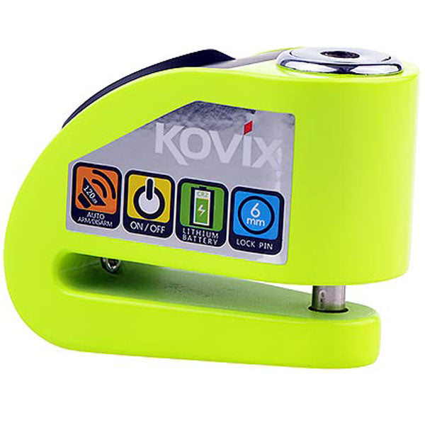 Kovix KD6 Alarmed Disc Lock 6mm Fluo Green - FREE UK Shipping, FREE 365 Day Returns | Moto Central