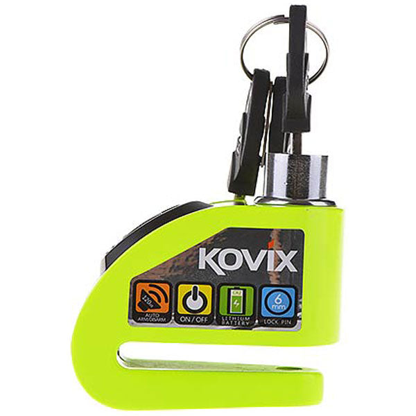 Kovix KD6 Alarmed Disc Lock 6mm Fluo Green - FREE UK Shipping, FREE 365 Day Returns | Moto Central