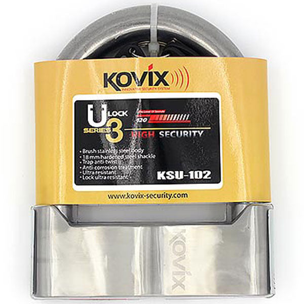 Kovix KSU U Lock 88mm X 102mm X 18mm Brushed Metal - FREE UK Shipping, FREE 365 Day Returns | Moto Central