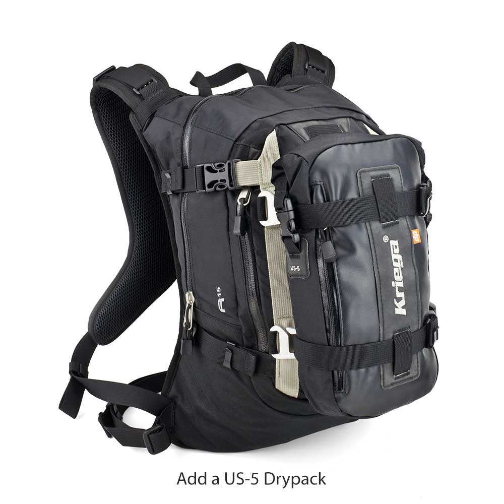 Kriega R15 Backpack Black - 15 Liters - FREE UK Shipping, FREE 365 Day Returns | Moto Central